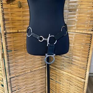 Vintage Sandy Duftler Black Stretch O-Ring Toggle Belt Large